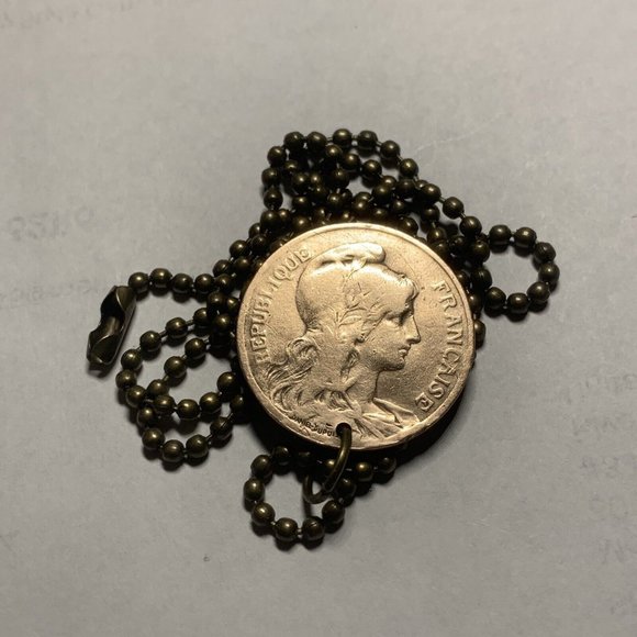1899 France French Coin Pendant. Antique Real Circulated Coin. - Picture 2 of 3